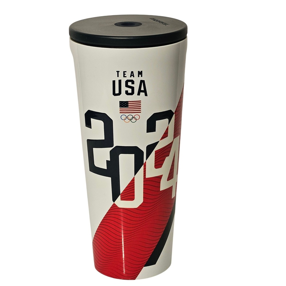Corkcicle Team USA 2024 Tumbler 24oz White Red Olympic Games Insulated Cup *